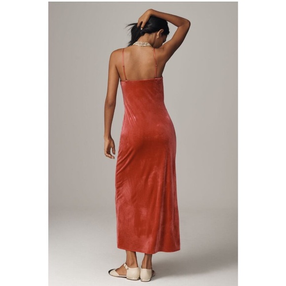 Anthropologie Strapless Velvet Dress in Warm Rust - Picture 2 of 4